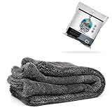 Nuke Guys Gamma Dryer S | Ultra saugstarkes handliches Trockentuch 1400 GSM grau 40x40cm | Fusselfrei, abgerundete sanfte Fasern, kratzerfrei | Premium Mikrofasertuch für Auto Motorrad Fahrrad