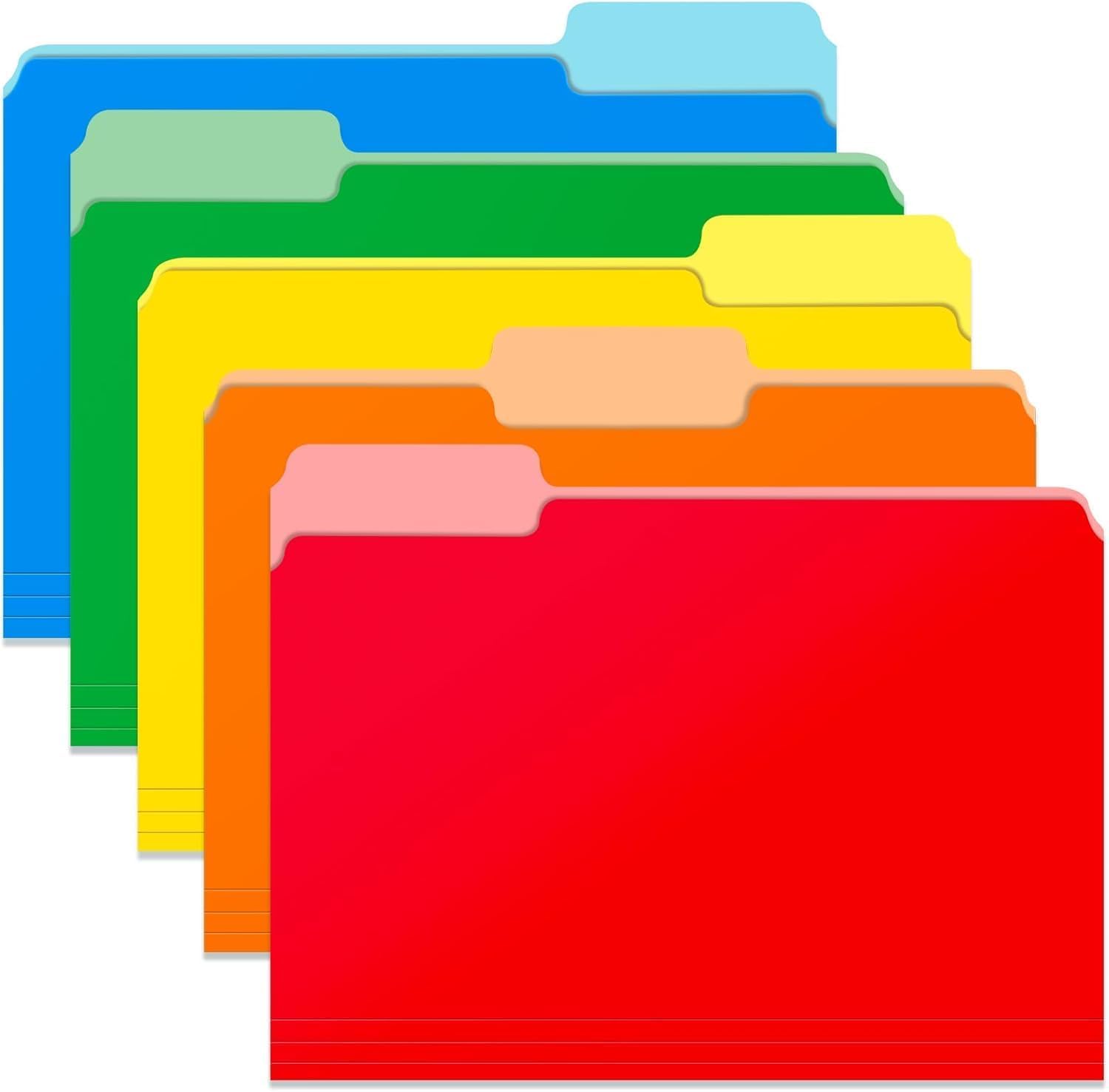 Snapklik.com : Two Tone Color File Folders 8.5 X 11 Inch, 1/3 Cut Tab ...