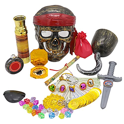 Mona43Henry brinquedos baú tesouro pirata, tesouros pirata, conjunto lembrancinhas festa temáticas c