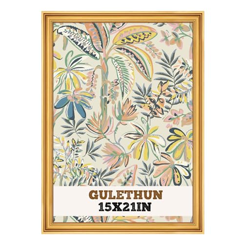 GULETHUN 15x21 Frame Transitional Modern Design Picture Frames 15 by 21 Rustic Poster Frame for Home Decor Gold Vintage Photo Frame Horizontal or Vertical Display Choose Size & Color