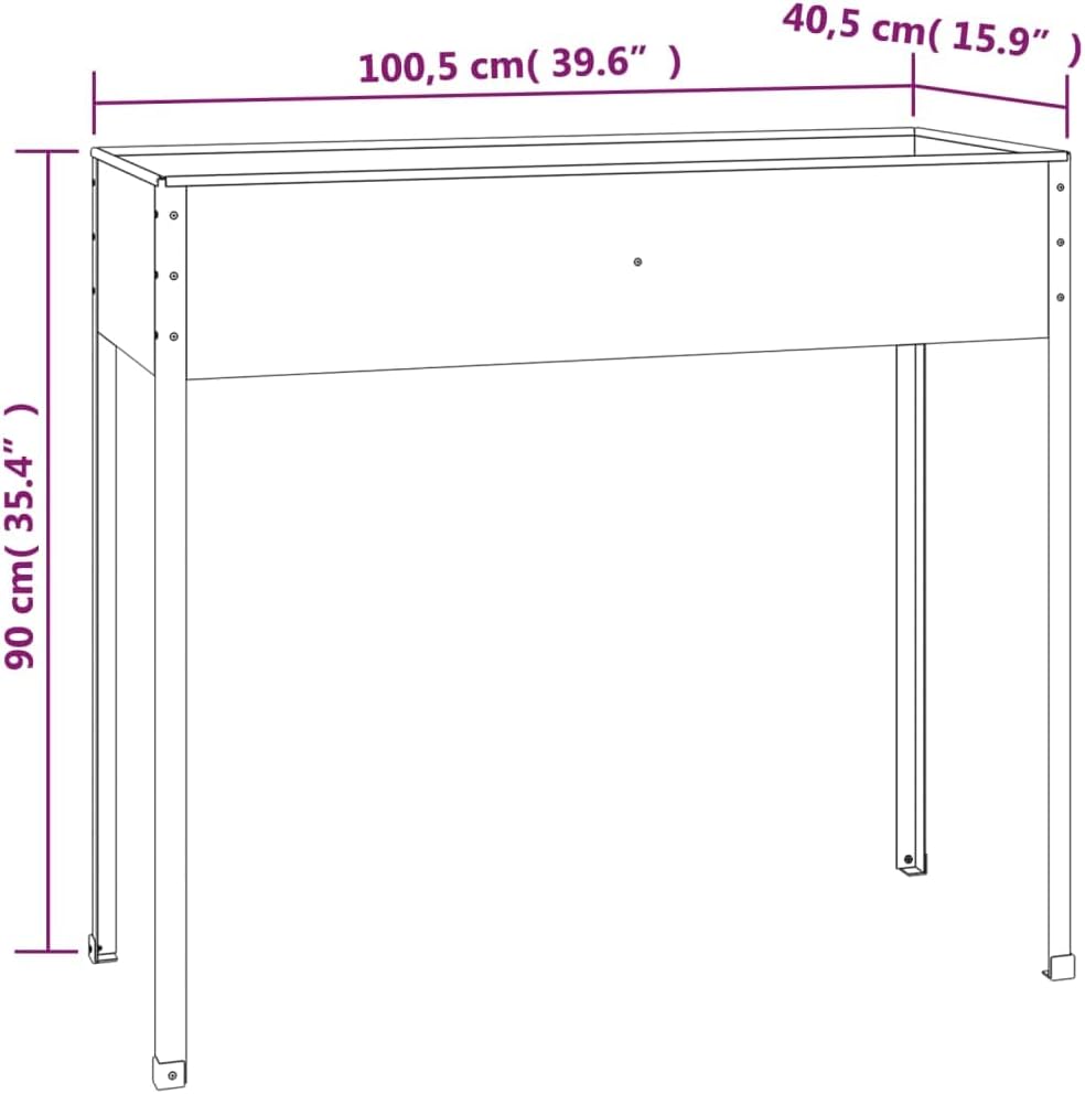 vidaXL Galvanized Steel Garden Planters Anthracite - Handy Outdoor Raised Bed for Plants, Herbs & Flowers, Decorative Stand for Patio, Deck & Balcony