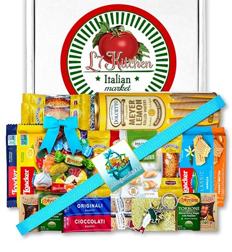 Italian Sweets Gift Basket with Cookies, Candy & Keychain Gift Box