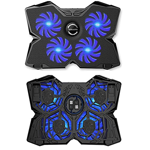 KEROLFFU-Laptop-Cooling-Pad-17-156-15-14-13-Inch-Heavy-Notebook-Cooler-Blue-LED-Lights-2-USB-Ports-Switch-for-FansLight2-Buttons-Dimmable-Speed