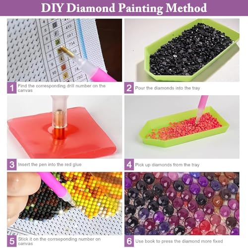 Image of HASTHIP DIY Diamond Painting Kit, Fashion Outline Diamond Painting Kit Diamond Painting Wall Decor DIY Diamond Painting Kit Art DIY Diamond Painting Wall Decor Gift, 11.8x15.7 Inches