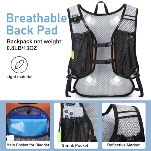 Image of Lightweight Hydration Backpack, Running Backpack with 2L Water Bladder, Hydro Water Daypack for Cycling Hiking Rave for Men Women