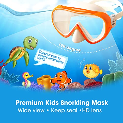 Image of Kids Snorkel Swim Mask, Child Diving Mask Anti-Fog Swim Goggles with Nose Cover for Snorkeling Diving Swimming