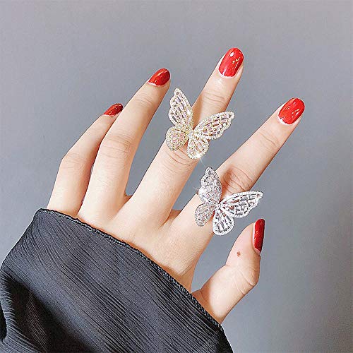 Cubic Zirconia Butterfly Ring Sparkling Crystal Bow-Knot Knuckle Ring Wedding Jewelry For Women Girl #TOP3