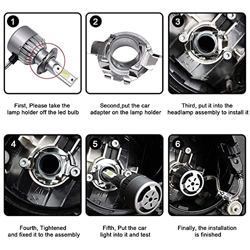 H7 Led Headlight Bulb Adapter Holder H7 Retainers Clik Socket Base Fit For Benz Audi Bmw X5 Vw New Bora Sagitar Buick Nissan, Pack Of 4 H7 Adapter Holders #TOP2