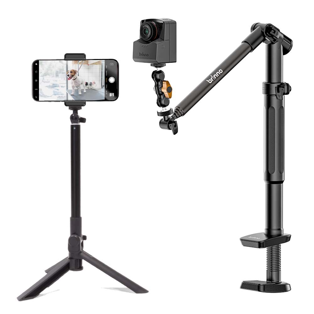 Brinno 3-in-1 Monopod, Phone & Action Camera Tripod, Clamp Mount, 360 Rotation & Universal Phone Holder for Mobile Phones & Action Cameras - ACC1100