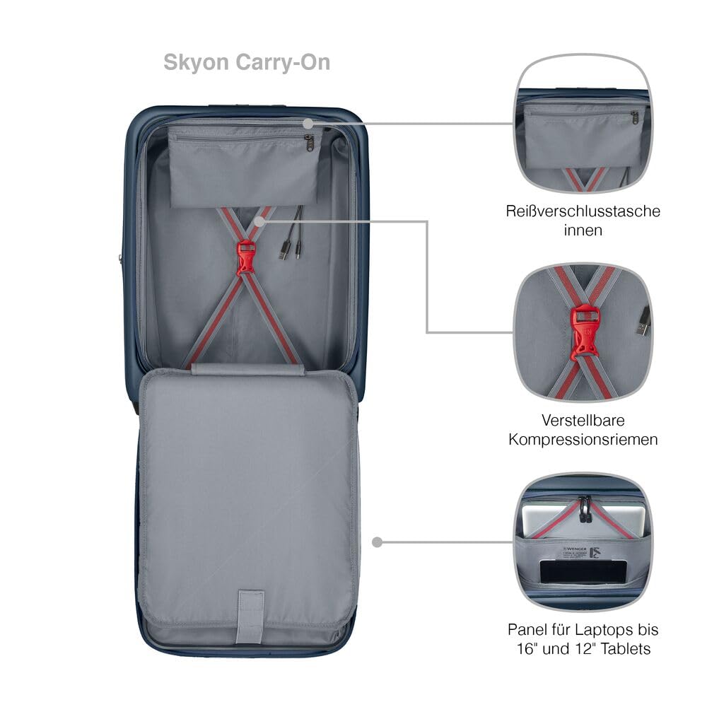 WENGER Skyon 2- teiliges Koffer-Set, S + Reisekoffer L, Hartschale, Trolley, Laptop- und Tabletfach, Sicherheitsschloss