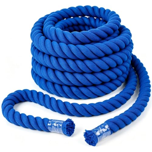Faxco 10ft Blue Cotton Tug of War Rope,Twisted Rope for Kids & Adults Games