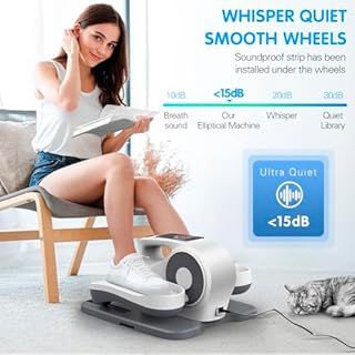 Healfith Mini pedalier d Appartement,électrique Velo elliptique,Entraîneur de Jambes avec écran et télécommande,pedalier Bureau avec 2 Bandes silencieuses,12 Vitesses réglables