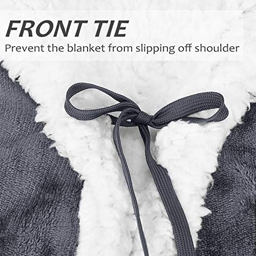 Catalonia Classy Womens Hooded Blanket, Snuggle Blanket with Hood Adult, Sherpa Cozy Plush Fleece Wearable Blanket for Women Men, Cuddle Throw Cover Home or Outdoors,125 x 185 cm Grey