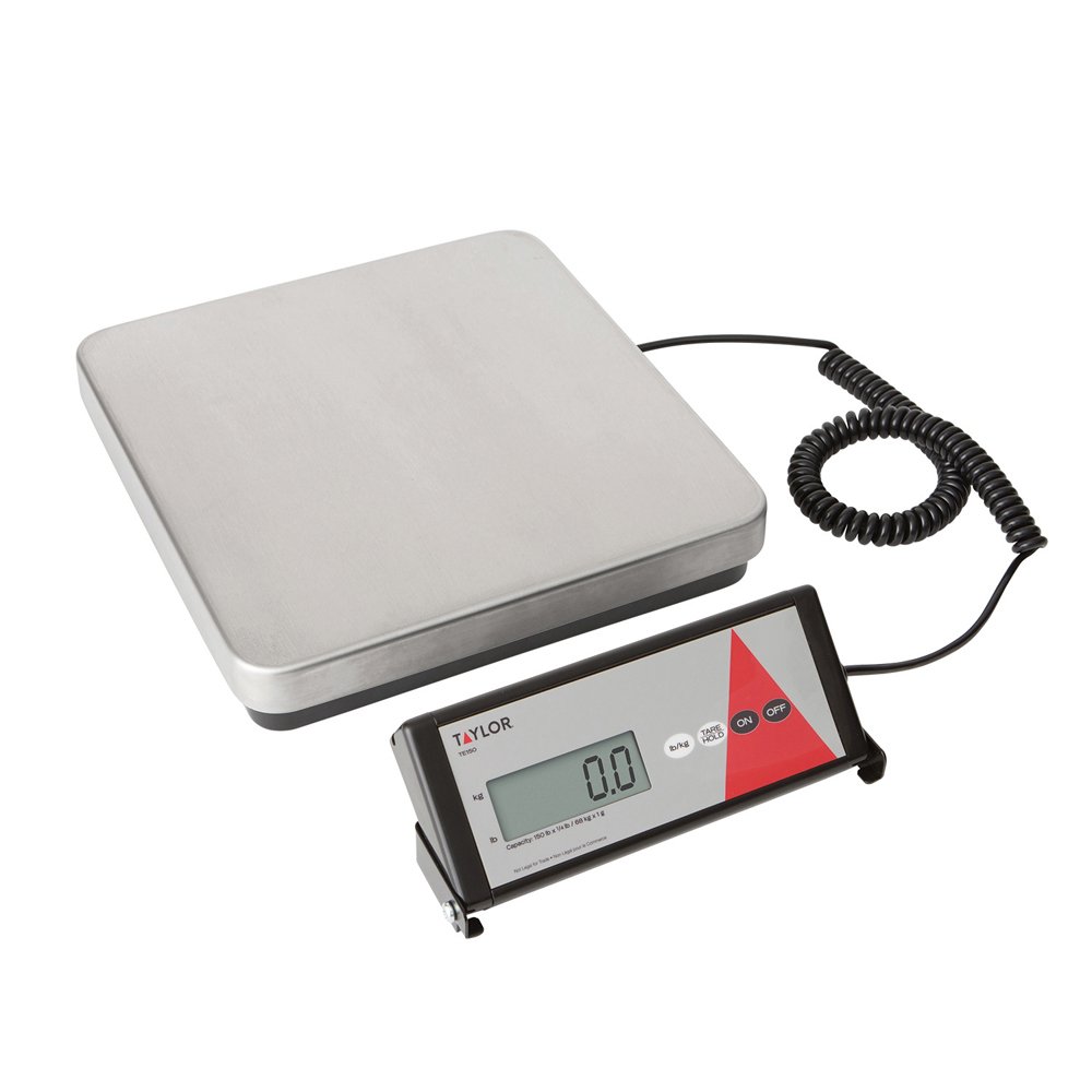 Taylor 150 lb Digital Utility Bench Scale with Remote LCD Display - Receiving Postal Scale, Tare & Hold
