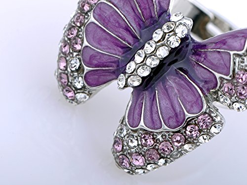 Alilang Butterfly Purple Enamel Crystal Synthetic Amethyst Rhinestone Spring Fashion Custom Ring #TOP3