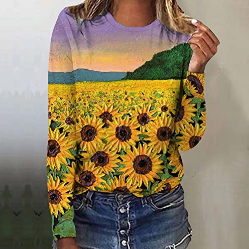 Blusa feminina de manga comprida estampada casual camiseta gola redonda túnica 3 pontos camisetas fe