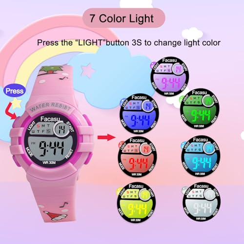 Image of Kids Digital Watch for Girls Boys,Children's Waterproof Colorful Light UP Outdoor Sport Watch with Stopwatch Alarm-Kids Gifts for Girls Boys