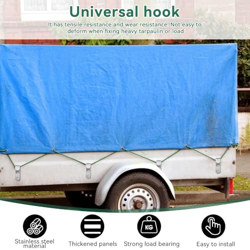 Zuxbolf 30 Stück Planenhaken Netzhaken Edelstahl Rostfrei 2 Loch Befestigungshaken Komplettset mit 60 Schrauben & Dübeln Abspannhaken Planenbügel für Anhänger LKW Schiff Auto Ladungssicherung Plane