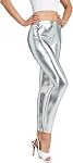 NewL Femmes brillant métallisé Sports Leggings Bright Crayon Pant Fitness Mode Jeggings Candy Color Pantalons