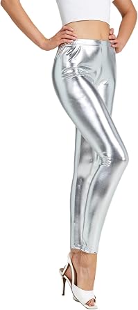 NewL Women Shiny Metallic Sports Leggings Bright Pencil Pant Fitness Fashion Jeggings Candy Color Trousers