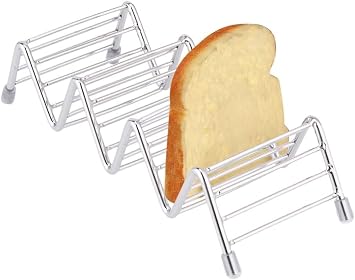 Taco Holder, Wavy Stands,Toast Shelf,tortilla Steel Taco Holder Stands Metal Heavy Duty Wire Metal Taco Rack Tray Stand Up Holders Kitchen Set for Tortillas, Burritos Parties Restaurants 3 Grids Shelf