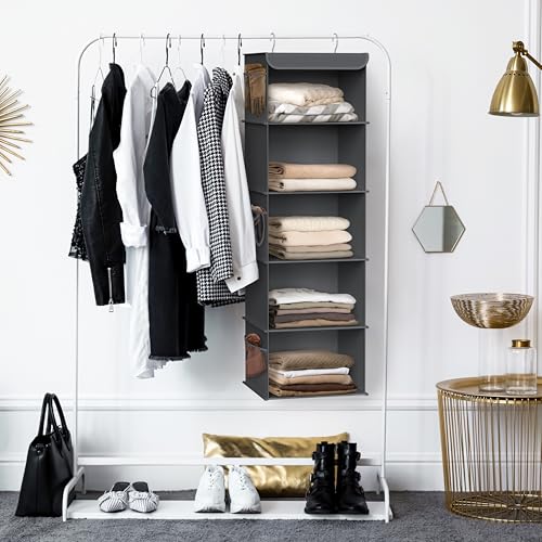 Simple Houseware 5 Shelves Hanging Closet Organizer, Dark Grey by Simple Houseware - Image 5