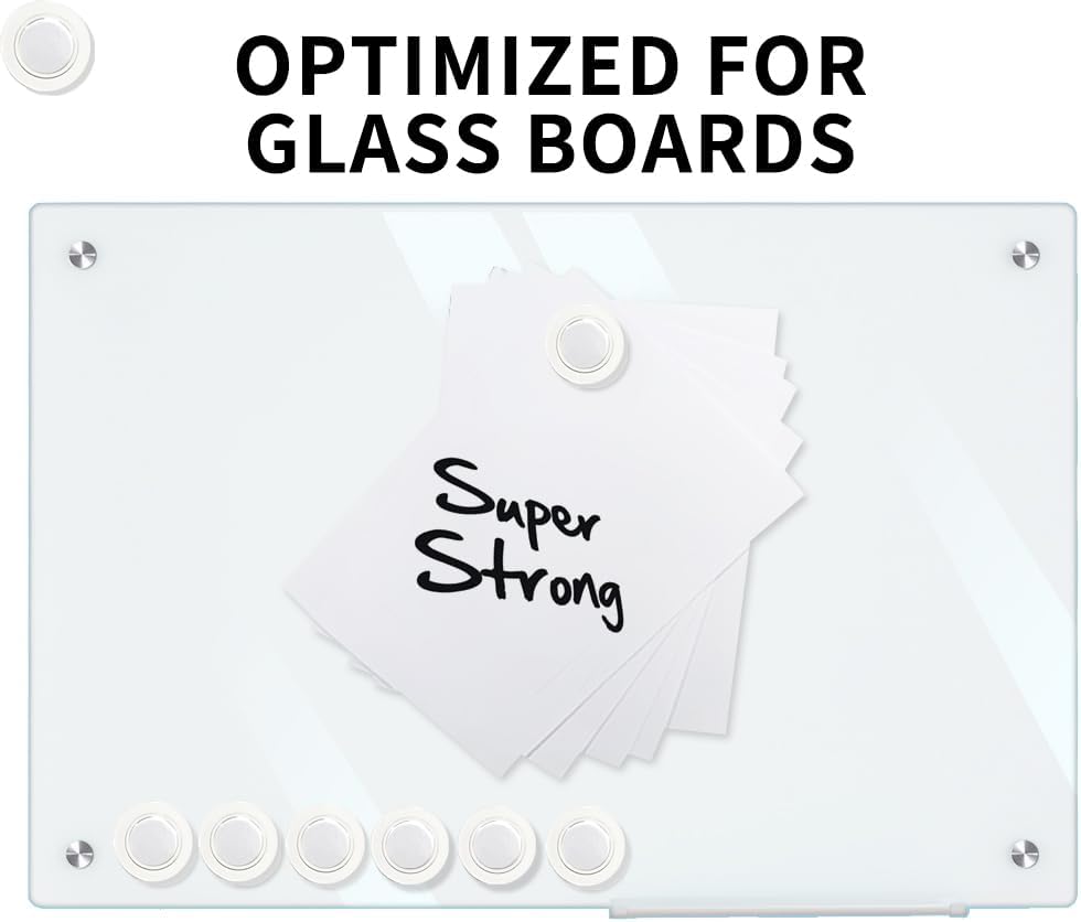 Glass Whiteboard Magnets Round Refrigerator Magnets Dry Erase Board Fridge Rare Earth Neodymium Magnet for Home School & Office (Clear,3 cm) 20 Pack