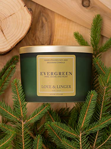 Evergreen Candle | Pine Candle | Luxury Soy & Beeswax Scented Candles For Home | 16 Oz. Large Jar Candles | Christmas Candles | Winter Candle | Organic Gifts For Her #TOP3