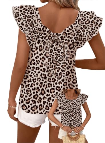 Image of Falechay Womens Bow Tie Back Tops Babydoll Vneck Ruffle Short Sleeve Shirts | Cute Chiffon Blouses, Loose Fit Outfits, Dressy Casual, Hide Tummy, Business Work, Vacation Party Tee, 2026 Trendy, Chic