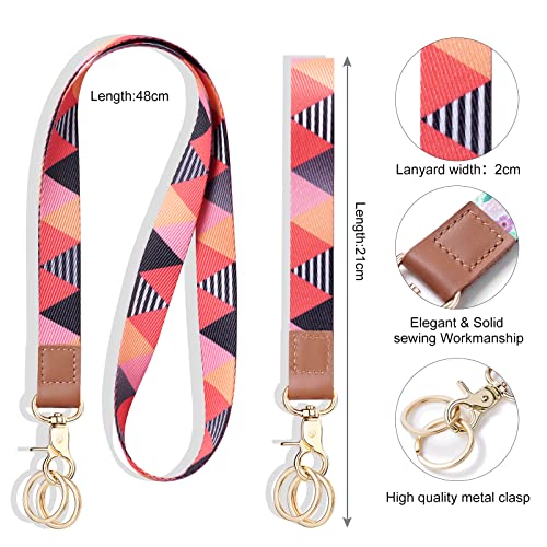 Vicloon Schlüsselband, Lanyard Umhängeband und Schlüsselbänder Wristlet, Umhängeband Universal mit Metall Ring und Hohe Qualität Leder, Zweiseitiger Druck in Voller Farbe, für Handy, Schlüssel