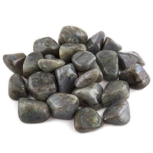Crystal Allies Materials - 1lb Wholesale Tumbled Labradorite Stones from Madagascar - Large 1" - Raw Natural Stones for Cabbing, Cutting, Lapidary, Tumbling and Polishing & Reiki Crystal Healing