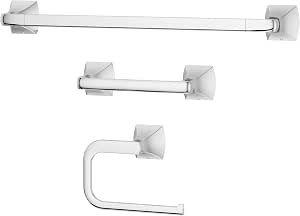 Pfister Bruxie Badezimmer-Set | 3-teilig | Poliertes Chrom | Handtuchstange, -ring & Papierhalter