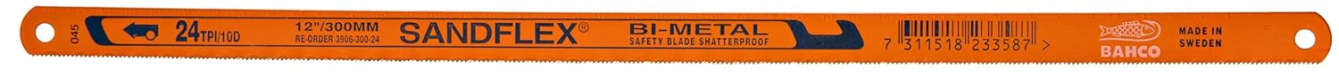 Bahco Sandflex 5-Piece Bi-Metal Hand Hacksaw Blades, 12 Inch Length, 14 Teeth Per Inch (TPI), Shatterproof, Increased Comfort, High Flexibility, Heavy-Duty Construction