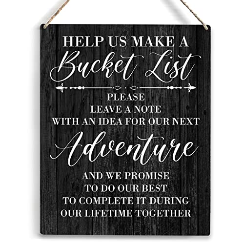 YCYD Help Us Make a Bucket List Please Leave a Note Wood Sign Rustic Bucket List Wooden Hanging Plaque for Home Wedding Wall Art Decoration 8 x 10 Inches Present