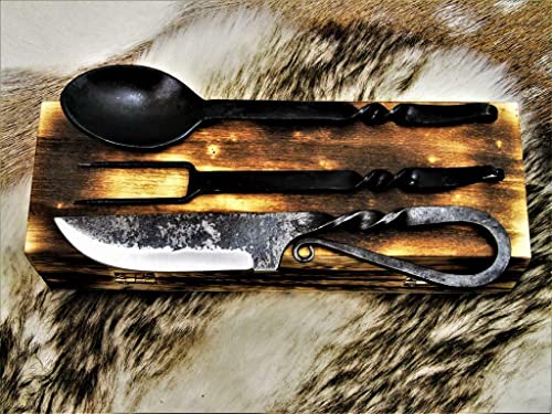 Mittelalter Besteck Set,handgeschmiedet Mittelalter Stahl messer 4209