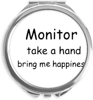 Monitor Take A Hand Bring Me Happiness Hand Compact Mirror Round Portable Pocket Glass