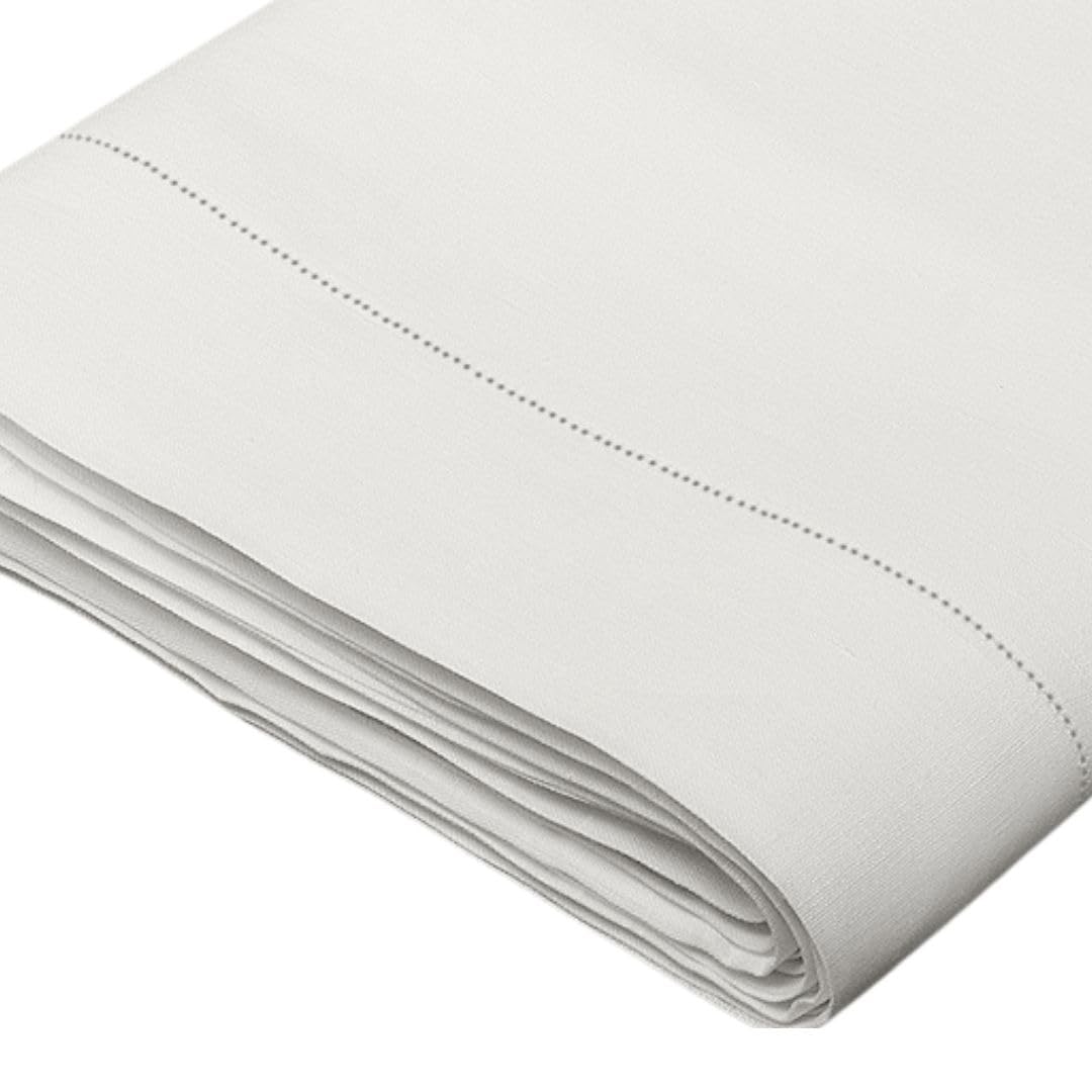 Cuore di lino - Lenzuolo sopra in puro lino 100% Made in Italy Ajour bianco ottico matrimoniale (270x290cm)