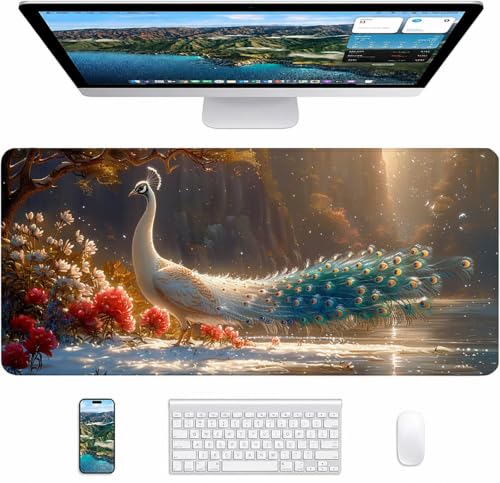 Tapis de bureau blanc 1200x600mm, le tapis de souris gaming XXL idéal pour votre setup épuré