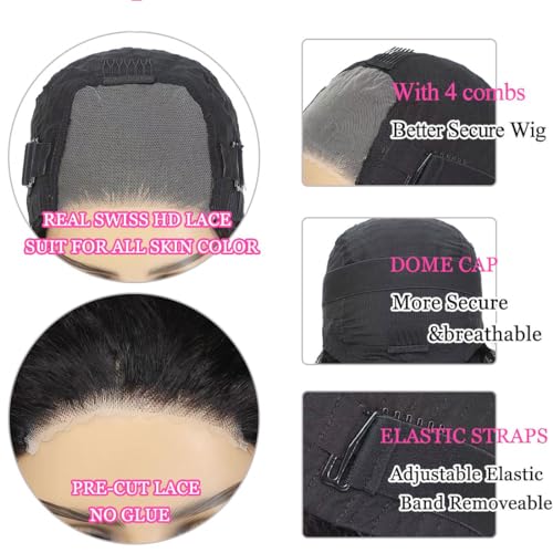 Image of 4x4 Wear and Go Glueless Human Hair Wigs Pre Plucked Pre Cut with Baby Hair 26 Inch Body Wave HD Lace Closure Wigs Human Hair 150% Density 4x4 Brazilian Virgin Lace Front Human Hair Wigs for Women