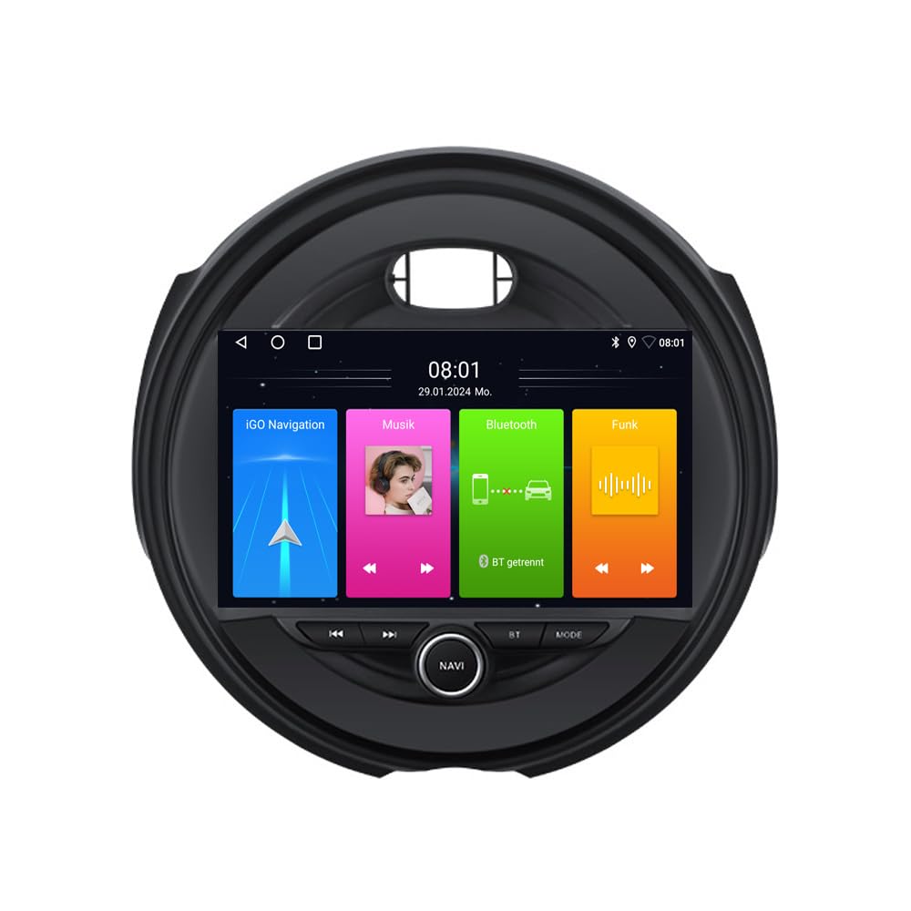 9" Android Auto GPS Radio Navigator Carplay Replacement for BMW Mini Cooper R56 F55 F56 F57 John Cooper Works、One First、One D、Cooper SD 2013-2017 with GPS Bluetooth FM USB WiFi DVR RDS TPMS SWC Dab