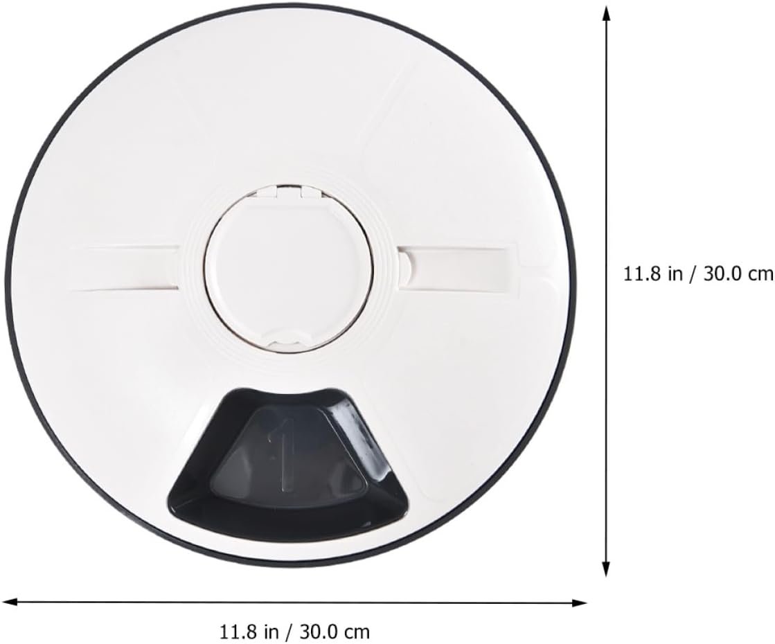 Timed Automatic Pet Feeding Bowl 6-Meal Programmable Cat Food Feeder with Timer for Dry Food Portion Control, Suitable for Cats and Small Dogs, Gray White