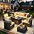 Ophelian 8 Pieces Outdoor Sectional Furniture, Rattan Wicker Patio Sofa Couch with 28in Gas Fire Pit Table,Conversation Sets for Backyard,Garden, Deck, (Coffee/Beige)