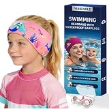 Schwimmen Stirnband für Kinder - Schwimm Ohrstöpsel & Neopren Schwimmband,Hohe Elastizität & Klettverschluss - Wasserdichtes Kopfband Haarband für,Tauchen, Pool, Duschen und Wassersport