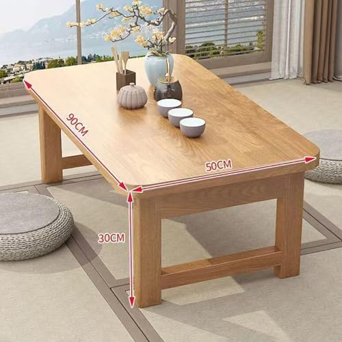 Table basse japonaise rectangulaire en bois avec rangement