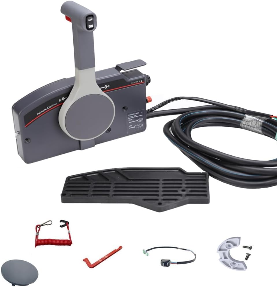 703-48205-16 Marine Throttle Side Mount Remote Control Box | 16.5ft 10pin Wire Harness Assy, Compatible with Yamaha Outboard Engine, Push to open, Provide spare parts
