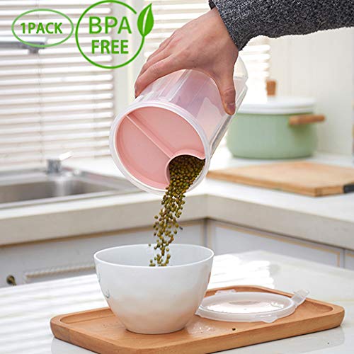 AnseeDirect Recipientes para Cereales Recipiente Hermético para Pasta Alimentos de Humedad sin BPA 4 Particiones Contenedores de 2.35L para Harina Azúcar Arroz Cereales Pequeños