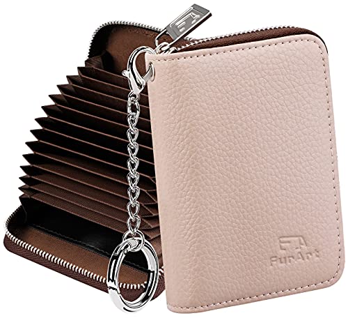 FurArt Credit Card Wallet, Zipper Card Cases Holder for Men Women, RFID Blocking, Key Chain, Compact Size