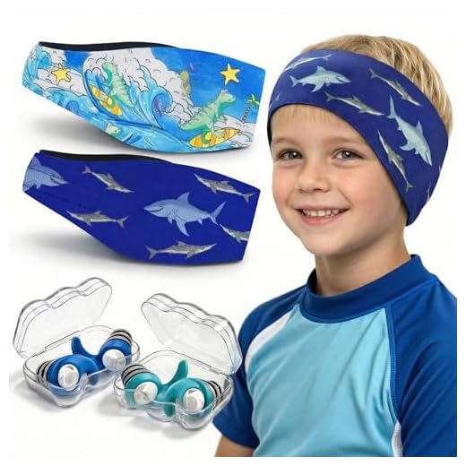 Diadema de Natación,2 Pares de Tapones oidos Natación Impermeable con Banda de Neopreno Elástica, Ajustable y Antideslizante,Ideal para Niños y Adultos para Nadar,Surfear, Bucear y Deportes Acuáticos