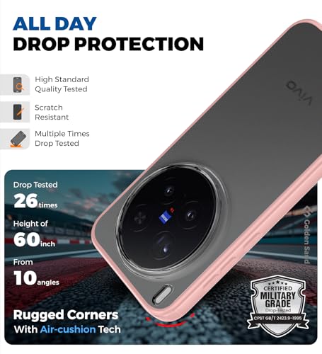 Image of Golden Sand for Vivo X300 Pro 5G - Rugged Frosted Semi Transparent PC Shock Proof Slim Back Case for Vivo X300 Pro, Dune Pink