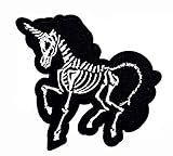 Skeleton Unicorn Horse Black Cartoon Chidren Kids Embroidren Iron Patch/Logo Sew On Patch Clothes Bag T-Shirt Jeans Biker Badge Applique
